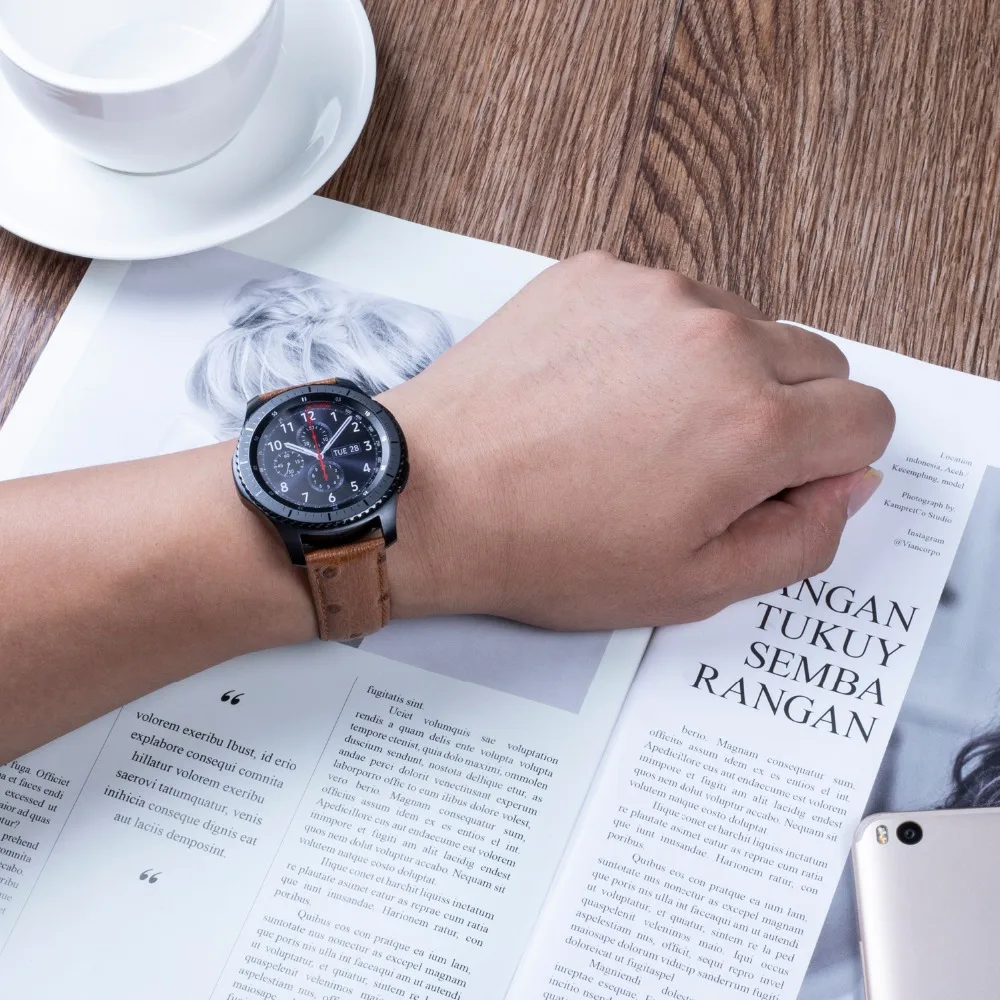 22 мм ремешок для Gear S3 S2 20 Amazfit Bip винтажный Genunie кожаный часов сменный Браслет Garmin