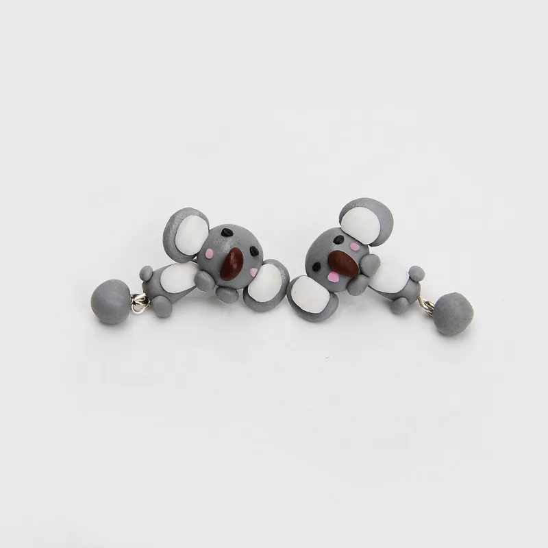 Серьги ручной работы из полимерной глины в виде слона мультфильма DIY милые