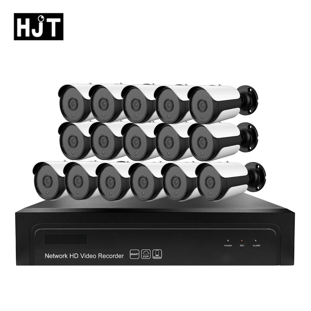 HJT H.264/H.265 POE NVR ip-камера 16CH 1080P 2.0MP 48V Комплект камер видеонаблюдения камера ночного