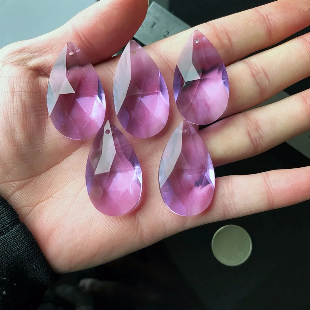 2 шт. Лавандовая слеза кристалл Suncatcher Призма висячая подвеска люстра часть капля DIY лампа аксессуары ремесло поставка 40 мм