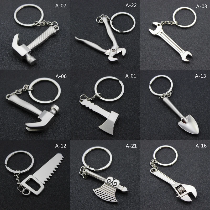 Инструменты для ремонта серии молоток тиски ключ Ax лопатой Увидел Брелок ключей