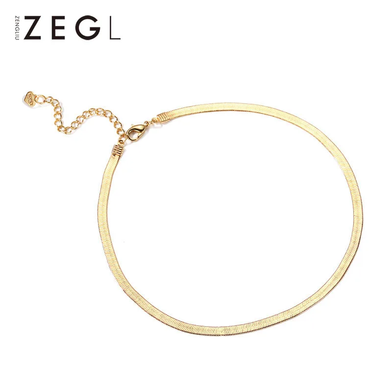 ZEGL snake bone necklace female short paragraph choker clavicle chain simple neck collar jewelry | Украшения и аксессуары