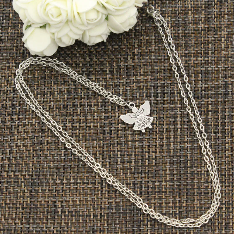 Новое модное ожерелье guardian angel watch over me 20x19mm подвески из серебра Короткие Длинные