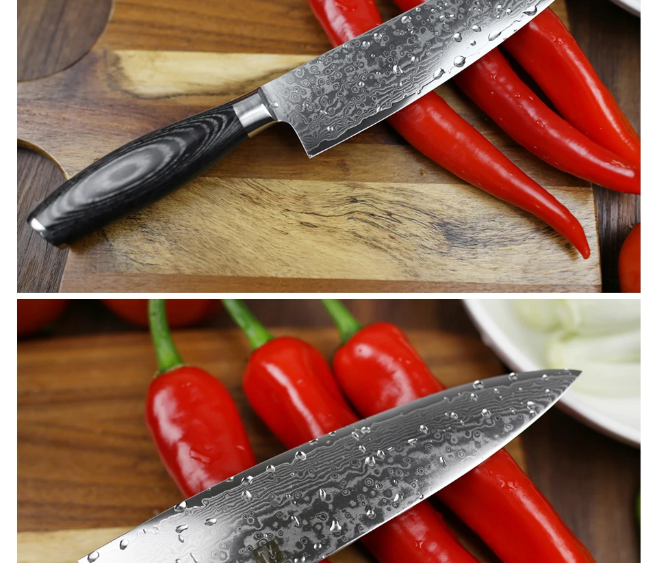 XINZUO 8 ''дюймовый поварской нож gyutou японский VG10 Дамасские кухонные ножи из нержавеющей стали мясник нож Pakka деревянная ручка
