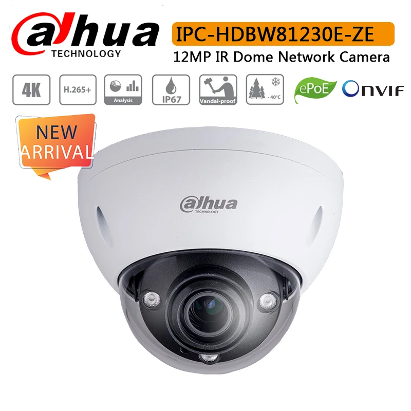 Оригинальная Сетевая купольная камера Dahua IPC HDBW81230E ZE 12 Мп IR 50 м 4 1 ~ 16 мм с