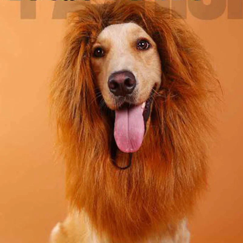 Pet Костюм Собака Кошка Хэллоуин Одежда Необычные Наряжаться парик Лев Мане для