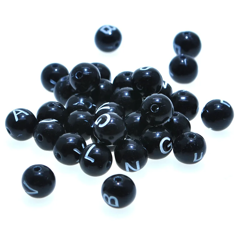 

8mm Round Shape Black Initial Jewelry Loose Beads 1800pcs/Lot DIY Bracelet Necklace Earring Alphabet Letters Beads