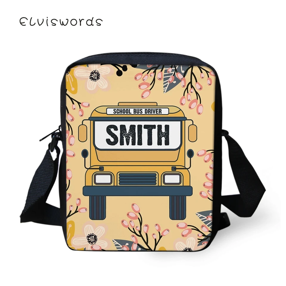 ELVISWORDS модные женские сумки мессенджеры мультяшный школьный автобус женская