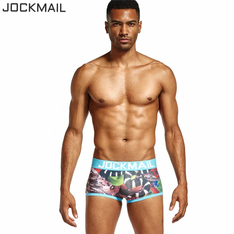 JOCKMAIL, фирменные боксеры со змеиным принтом, calcinha ANACONDA, мужское сексуальное нижнее белье, calzoncillos hombre, боксеры marca cueca, трусы