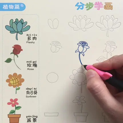 

3D-рисунок многоразовый с пазами, персонаж/фрукты/овощи/растения, супер Менг, книжка для рисования детей