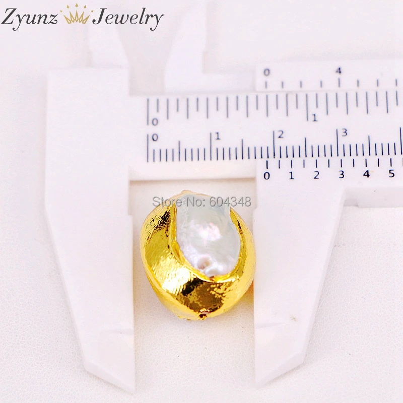 10PCS ZYZ299-3778 Gold Color Natural Pearl Oval shape Spacer Beads Freshwater Bead Connector Jewelry Findings | Украшения и