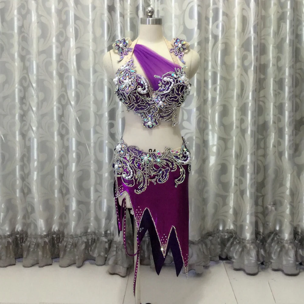 Производительность танец живота одежда ручной работы бюстгальтер топ + короткая