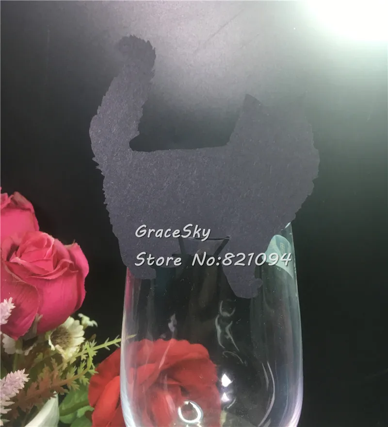 50 шт. бесплатная доставка лазерная резка перламутровый Кот дизайн свадебные день