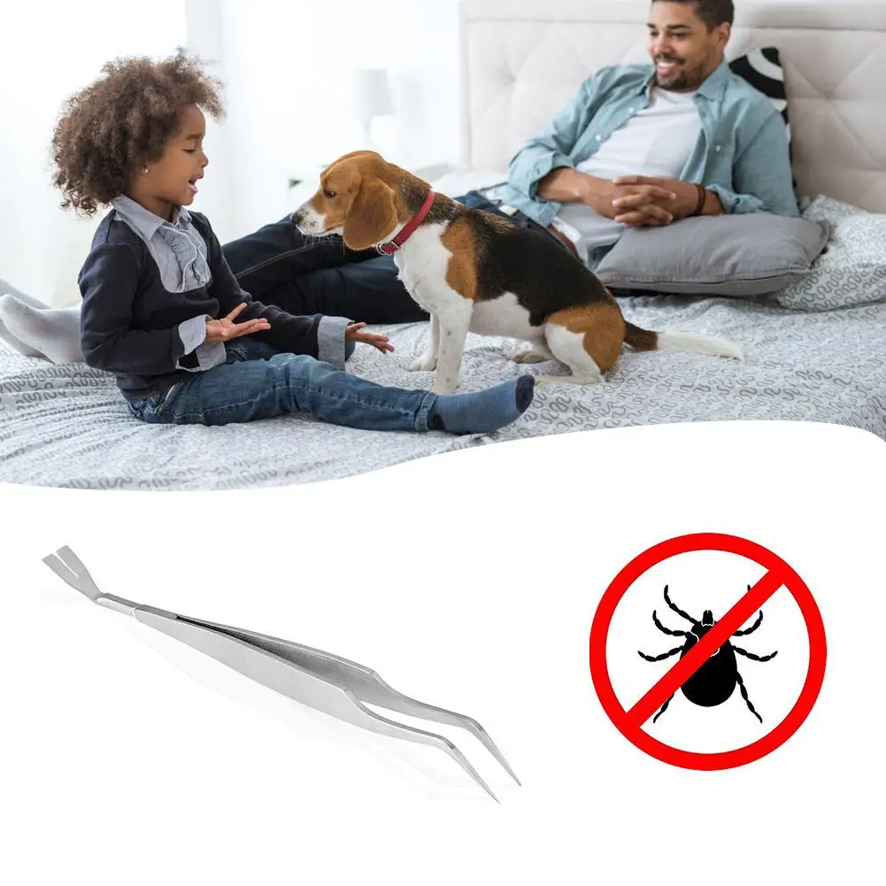 

1pcs Pet Dog Flea Remover Tick Removal Tool Stainless Steel Double Head Fork Tweezers Clip Dogs Cat Puppy Clean Supplies
