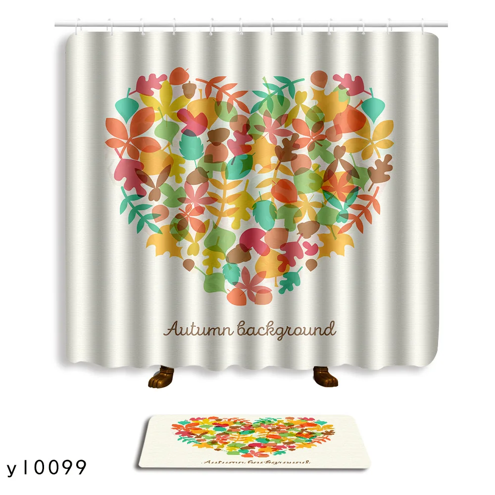 

Muzzi 2pcs/lot New Design Colorful heart Polyester Fabric Waterproof Shower Curtains for Bathroom+Non-slip carpet