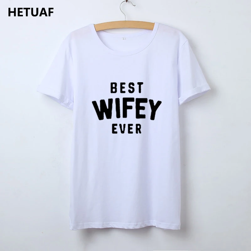 Женская Винтажная Футболка HETUAF хипстерская с принтом и надписью Wifey Ever Топ в