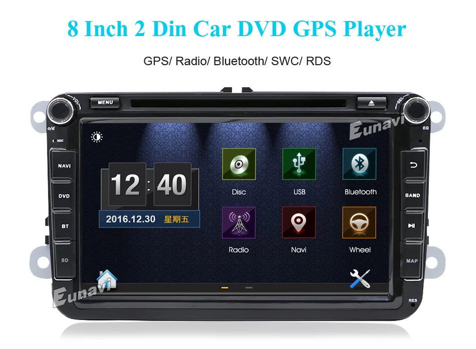 Eunavi 2 Din 8 дюймов Автомобильный dvd для VW POLO GOLF MK5 MK6 PASSAT B6 JETTA TOURAN TIGUAN с gps навигацией радио SWC Bluetooth
