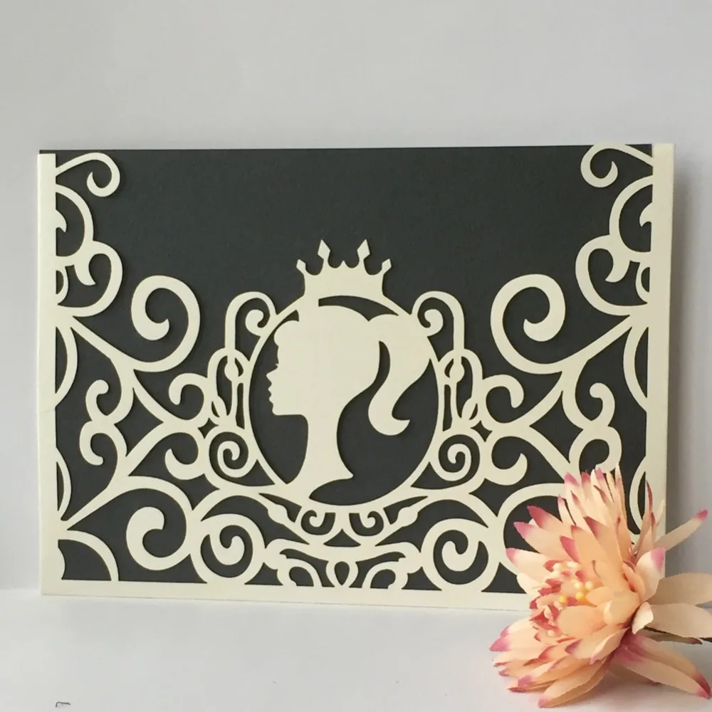 20pcs/lot Elegant Girl Princess Pearl Paper Wedding Invitation 16th Birthday Party Greeting Blessing Card Adult Ceremony | Дом и сад