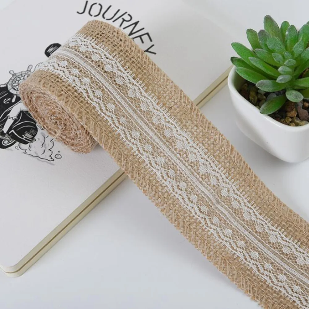 2 м DIY кружевной льняной рулон джутовые гессианские украшения деревенские