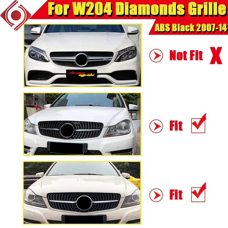 Для merceesmb W204 Седан купе C63 вид решетка бриллианты C Класс C180 C200 C250 C350 C400 решетки ABS черный без знака 07-14