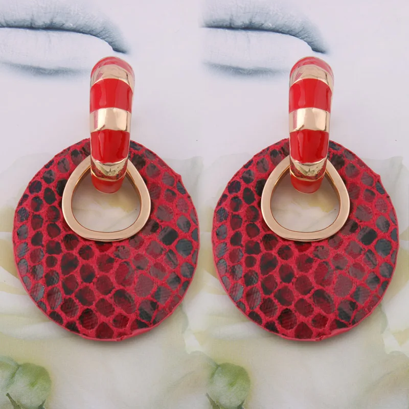 Snake red NeeFu WoFu, большие серьги, модные ювелирные изделия, кольца с принтом для женщин, кожаные серьги orecchini, женские большие серьги Brinco Oorbellen, на Хэллоуин - Окраска металла: Snake red