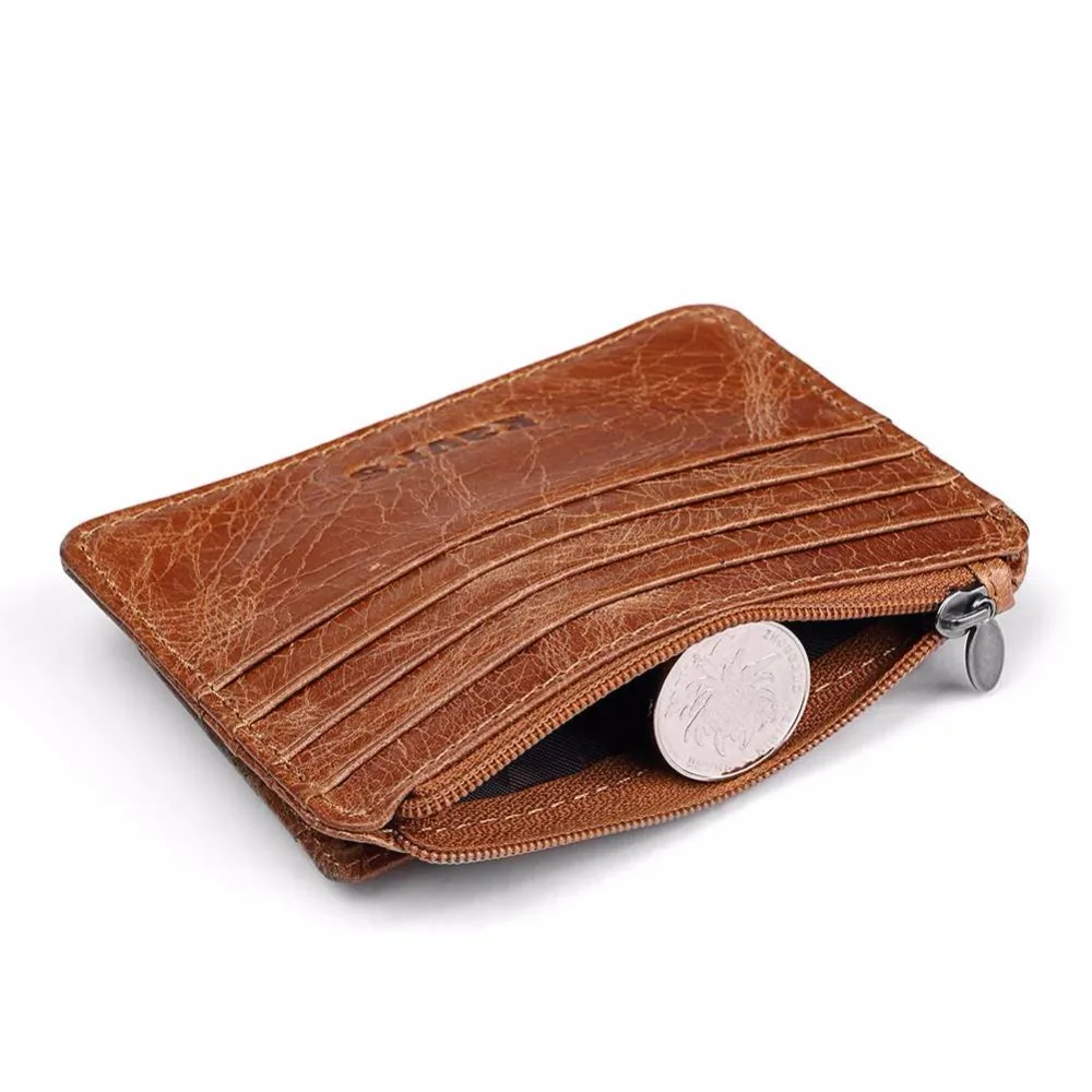 Бренд KAVIS натуральная кожа держатель для карт на молнии женские модные мужские ID