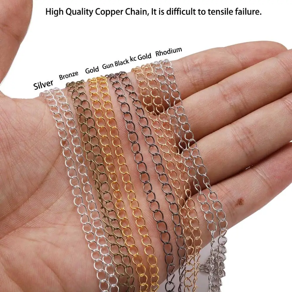 5m/lot 2.5 2.8 3.6 4.8 mm Long Open Link Ring Extended Extension Necklace Chains Tail Extender Chain For Jewelry Making Supplies