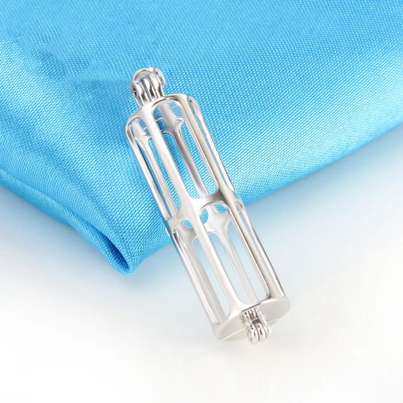 Длинный кулон в виде цилиндрической клетки из серебра 925 пробы SC262SB|pendant charms|pendant