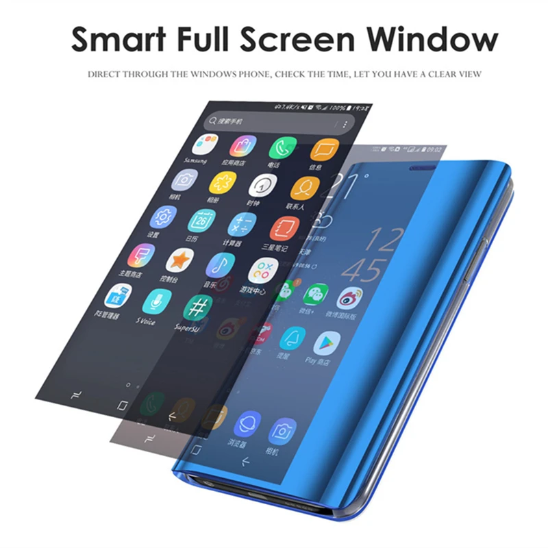 Умный зеркальный чехол для Sony Xperia 10 Plus с подставкой и откидной крышкой кожаные