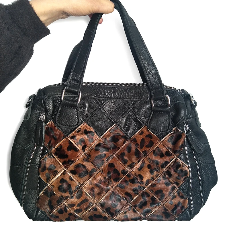 Designer handbags high quality women messenger bags genuine leather leopard print bag hobos   womens crossbody bag 2017 new