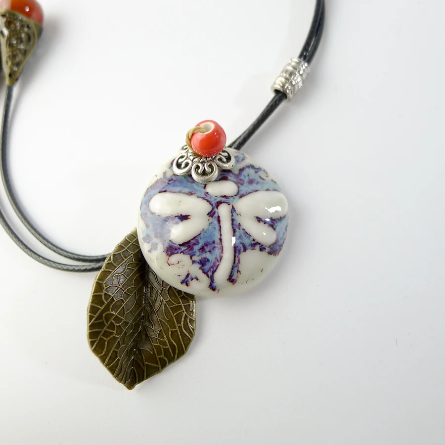 Керамика стрекоза кулон цепочки и ожерелья s керамика Цзиндэчжэнь Jewelry длинные