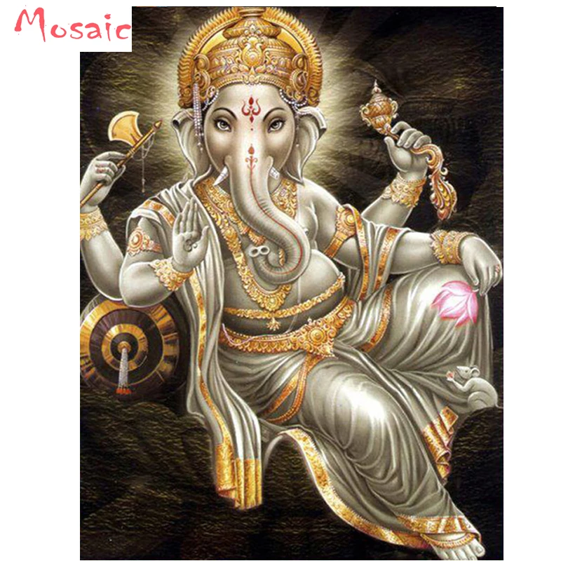 Квадратная Алмазная вышивка Ganesha с изображением слона Бога 5D алмазная живопись