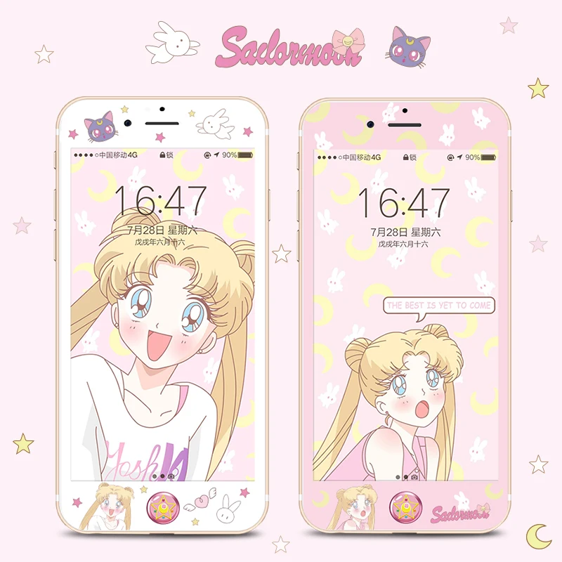 Защитная пленка Sailor Moon для iPhone 7 закаленное стекло HD 6/6s 8 plus милая мягкая с краями +