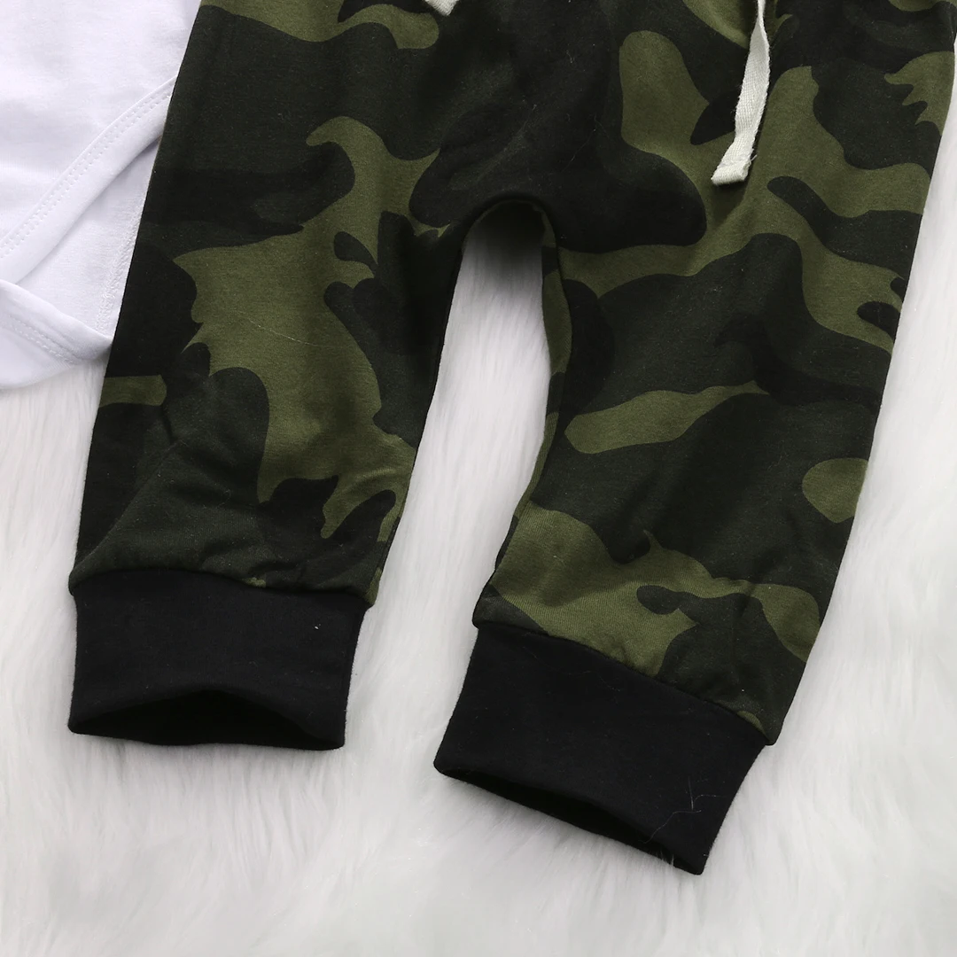 Pudcoco 2017 Short Sleeve O-Neck Army Green Newborn Baby Girl Boy Clothes Romper T-Shirt Long Pants And Hat Outfits 3Pcs 3-18M | Детская