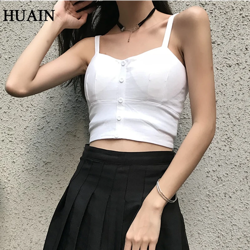 Женский Белый укороченный топ сексуальный летний короткий на бретелях