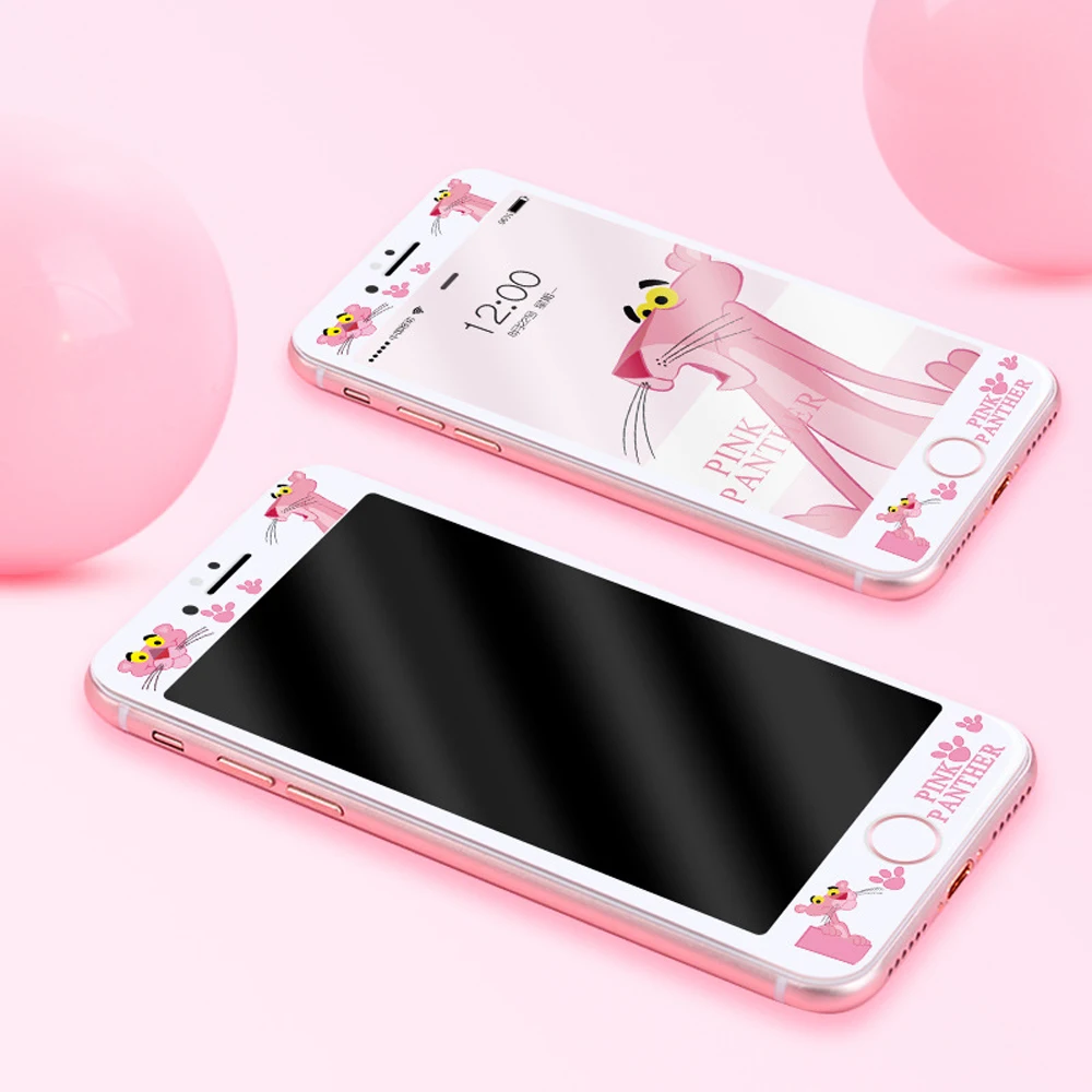 9H HD закаленное стекло для защиты экрана iPhone 6 6s Plus 7 8 Розовая пантера мультяшная