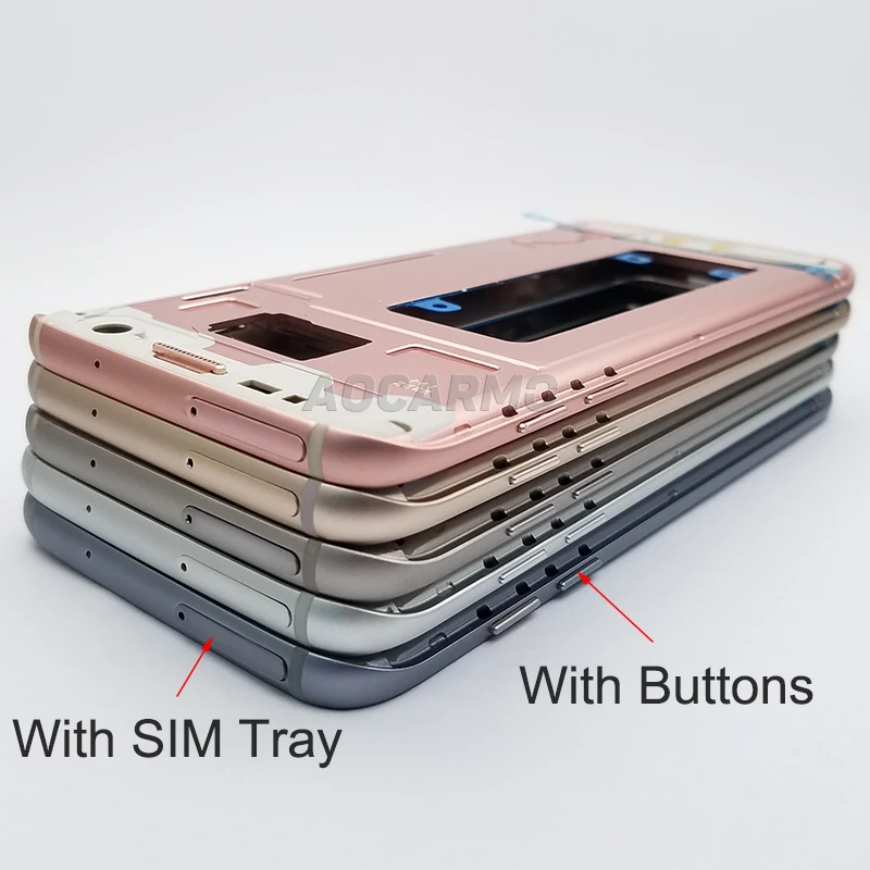 Сменный корпус Aocarmo со средней рамкой с разъемом для SIM-карты кнопки Samsung Galaxy S7 G930