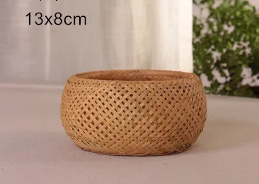 Круглые бамбуковые ручки тканые корзины, для хранения Eco-Friendly Подарочная корзинка для фруктов леденцы/ящик для хранения овощей Кухня Органайзер - Цвет: S