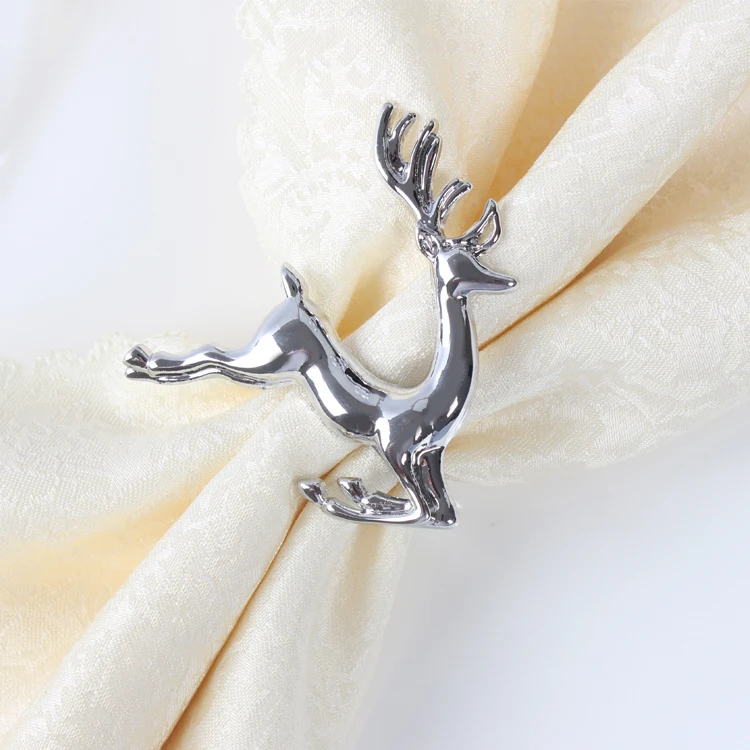 

Free Shipping Christmas Deer Napkin Ring Gold/silver Napkin Buckle Hotel Wedding Party Table Decoration Accessories