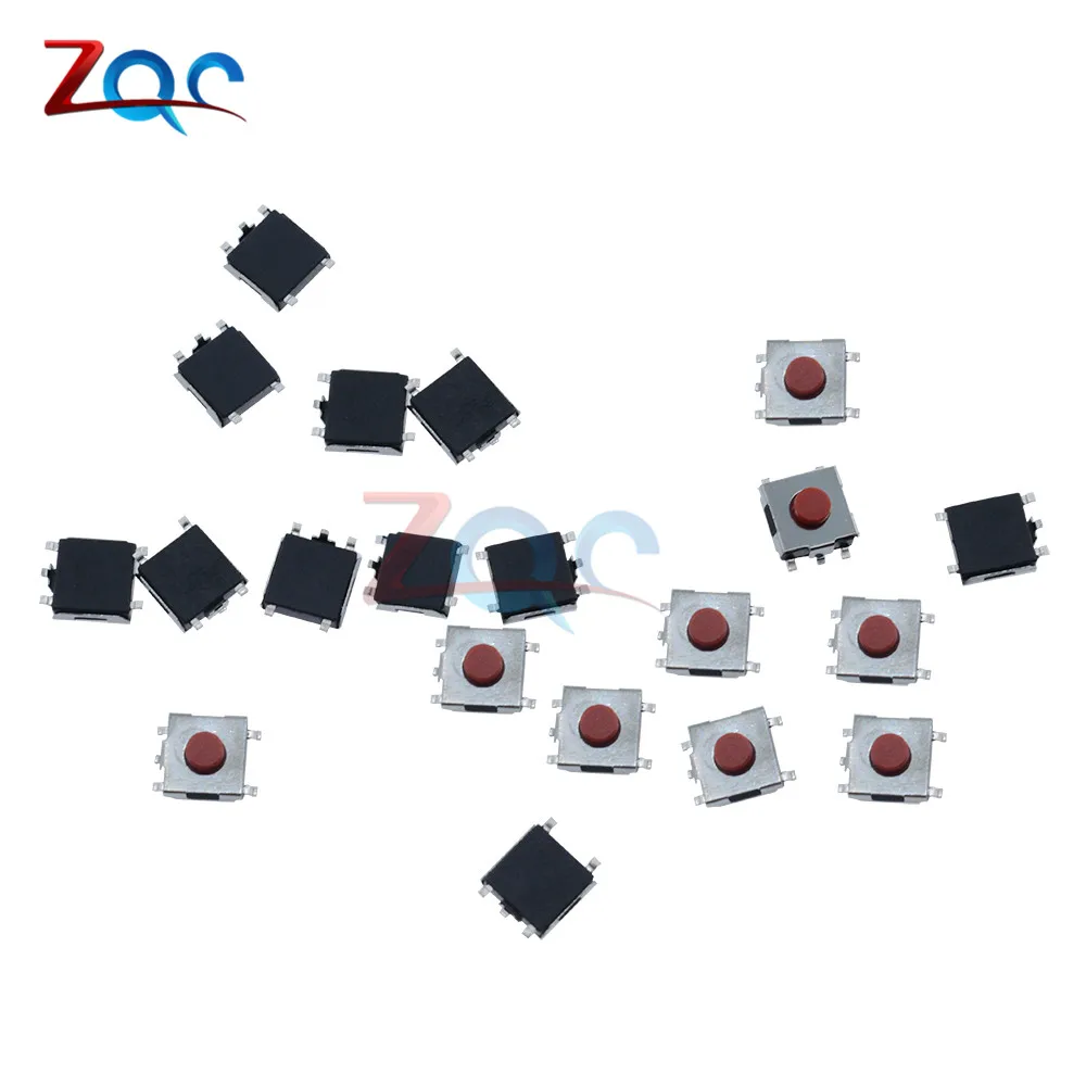 100 шт. SMD 5Pin 6x6x3 1 мм красный тактильный Кнопочный микропереключатель мгновенного