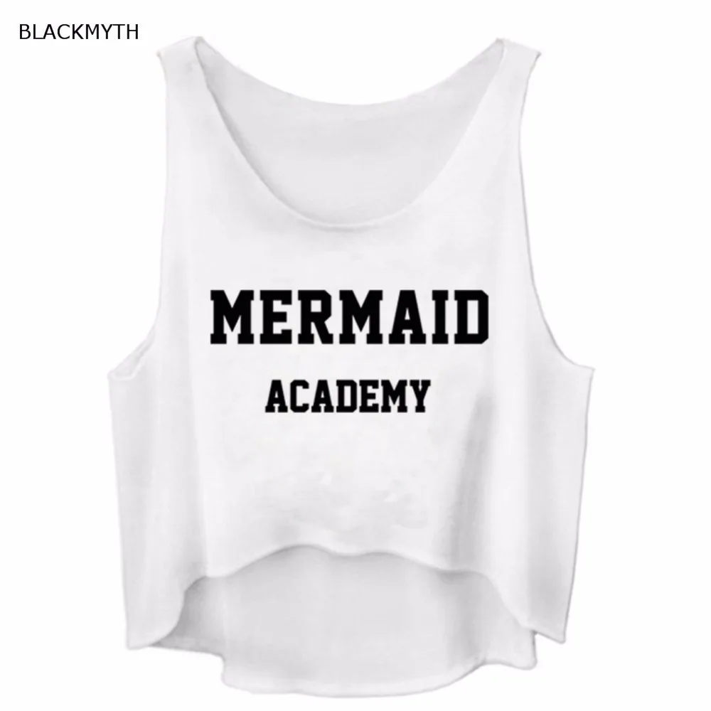 BLACKMYTH Русалка ACADEMY с буквенным принтом одежда без рукавов серый белый летние