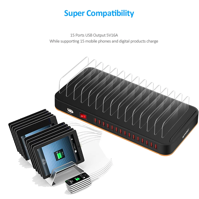 Настольный держатель для зарядного устройства, 15 USB, 80 Вт, быстрая зарядка для IPhone 5S, 6, 6 S, 7 Plus, IPad, samsung, huawei, zte, sony, подставка, адаптер