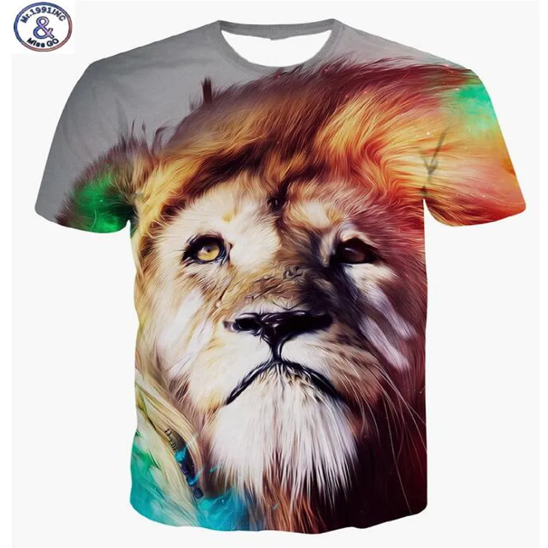 Мужские Топы И Футболки очки лев печать 3D футболка Летняя мода короткий рукав o