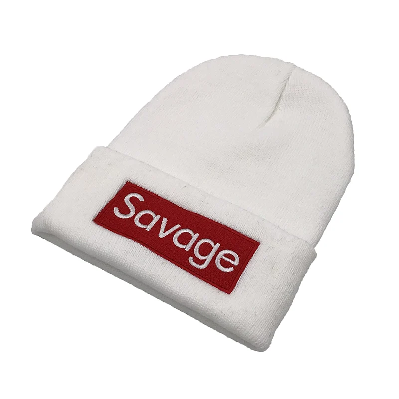 Savage Beanie шапки, шапки, зимние шапки для мужчин и женщин, вязаные зимние брендовые шапки для девочек, женские и мужские теплые уличные шапки Skullies s - Цвет: Белый