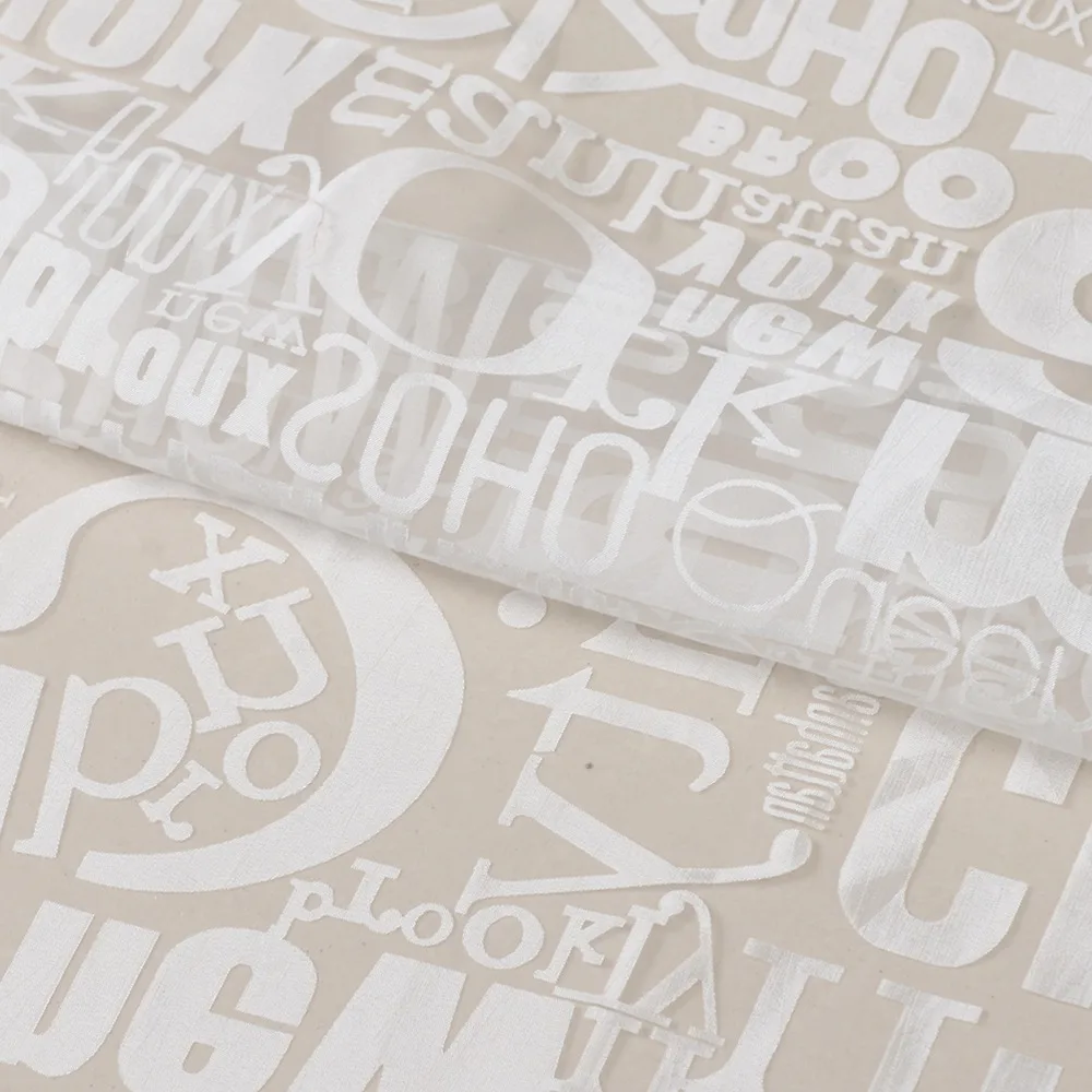 Занавеска для окна тюль Burnout вуаль ткань прозрачная с буквенным принтом