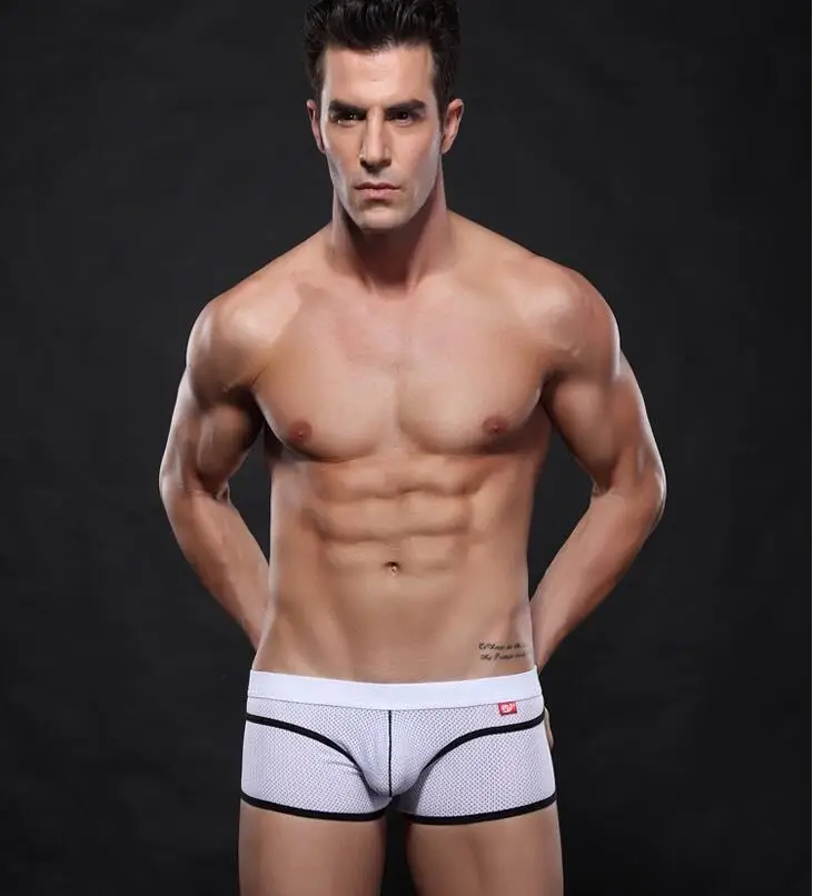 Мужские сексуальные сетчатые боксеры шорты дышащее нижнее белье Wangjiang|mesh boxer