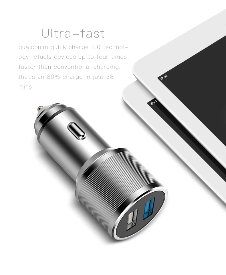 QC3.0 двойное USB быстрое автомобильное зарядное устройство 12 В до 24 В два порта Быстрая зарядка для iPhone samsung huawei Xiaomi htc LG
