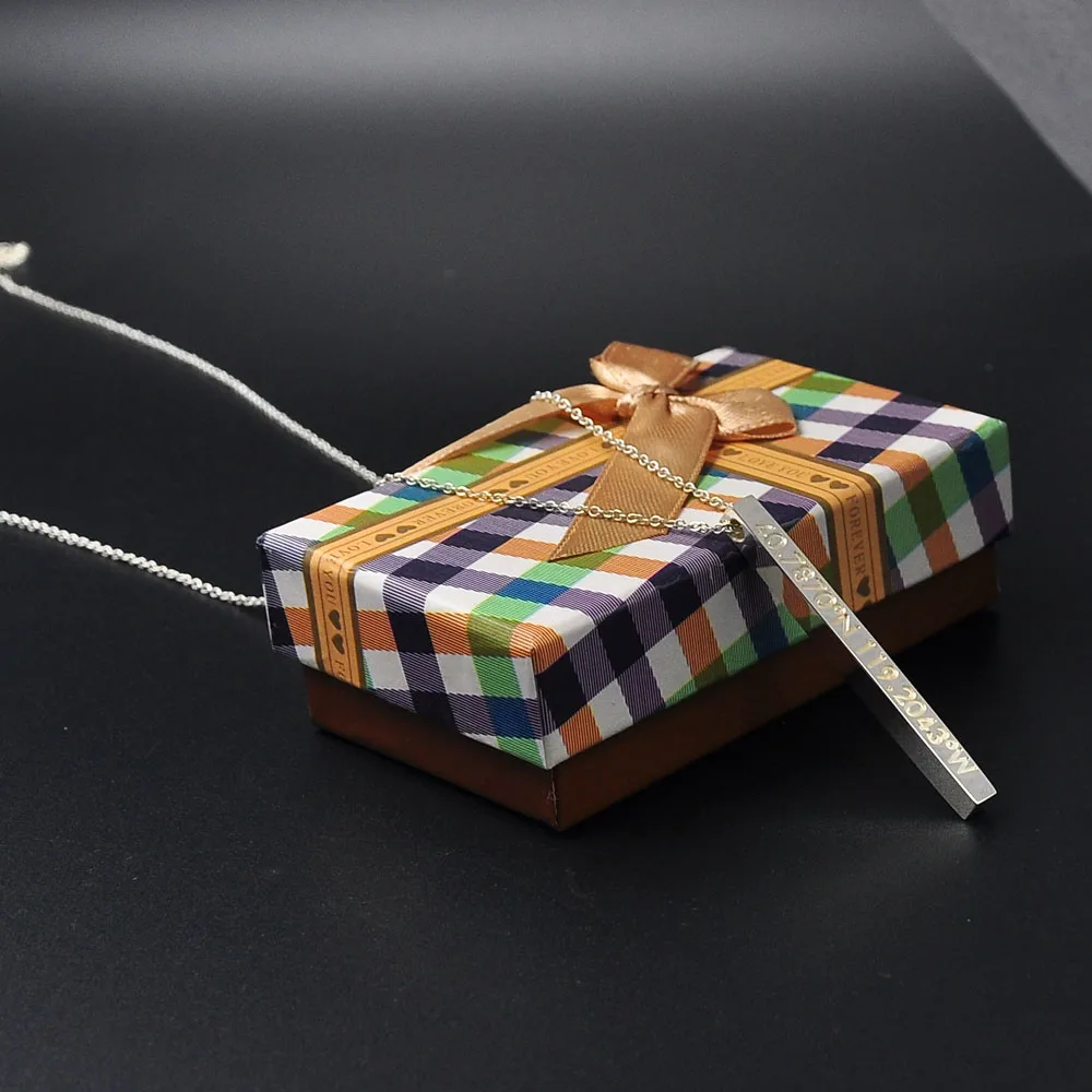 2020 New Trend 3D Vertical Bar pendent Engraving Custom four sides Squar Personalized necklace Memorial Jewelry | Украшения и