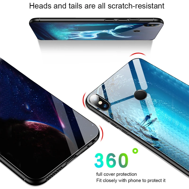 City Luminous Phone Case For Xiaomi Redmi Note 6 Pro 5 Plus 4 4X 6A Glass Cover Mi A2 A1 5X 6X Mi6 8 Lite Funda |