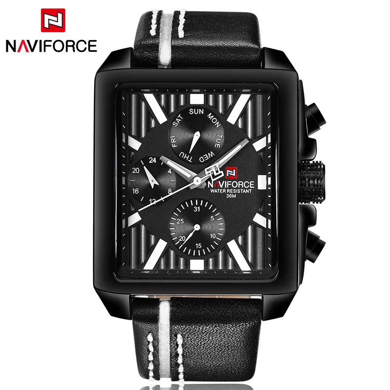 Naviforce спортивные Роскошные мужские часы Лидирующий бренд кварцевые мужские часы водонепроницаемые Авто Дата кожаные Наручные часы erkek kol saati